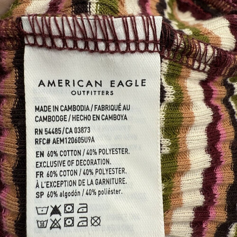 American Eagle Halter Top Striped y2k Brown Green size small spring outdoors - Picture 7 of 7